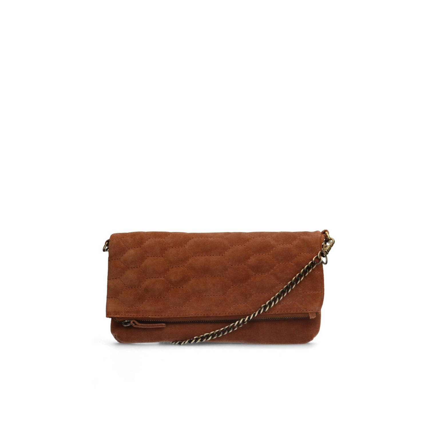 Manfield suede clutch cognac