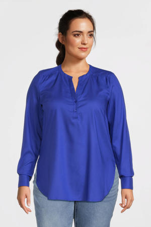 blouse met V-hals blauw
