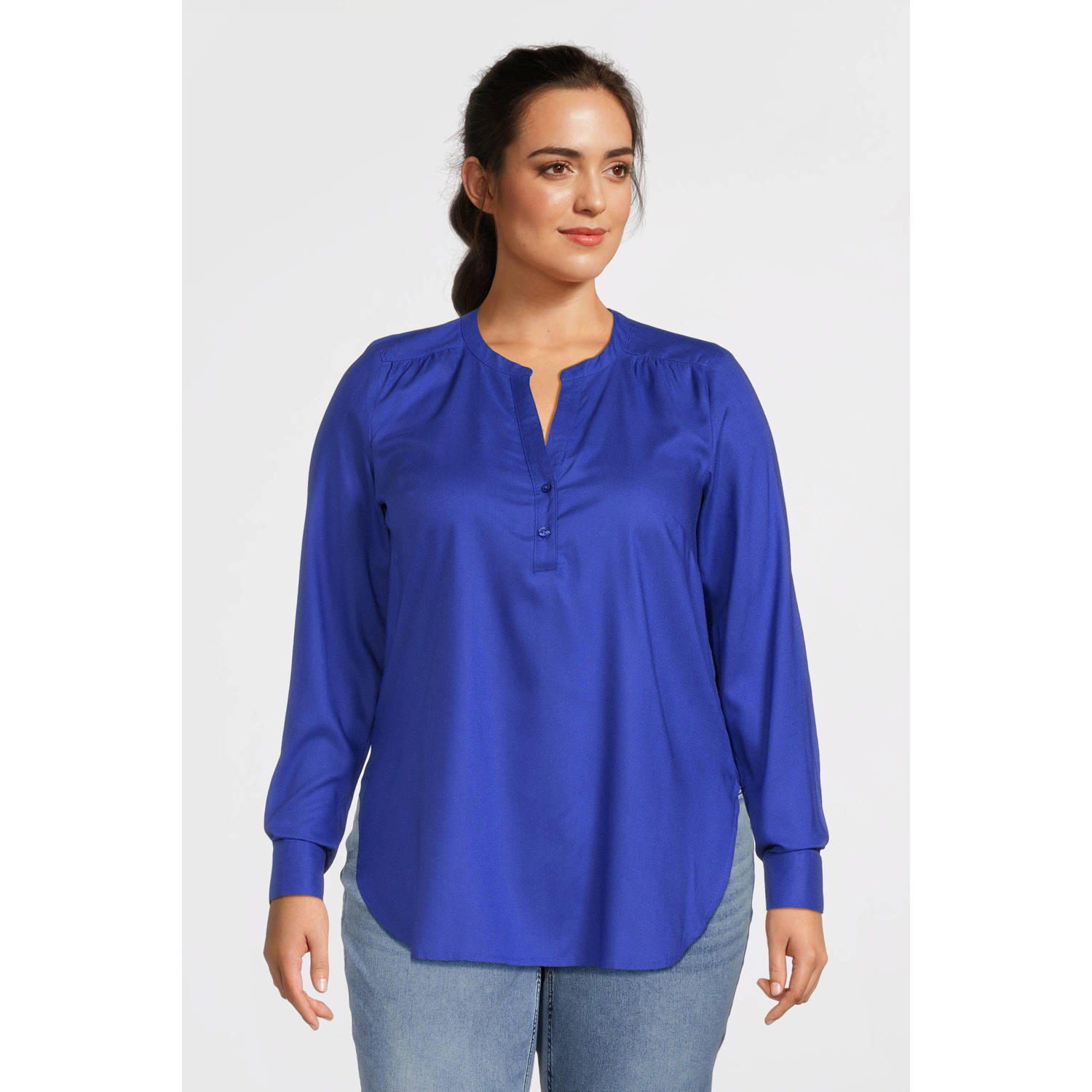 GREAT LOOKS blouse met V-hals blauw