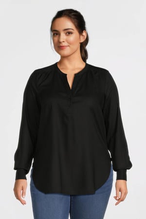 blouse met V-hals zwart
