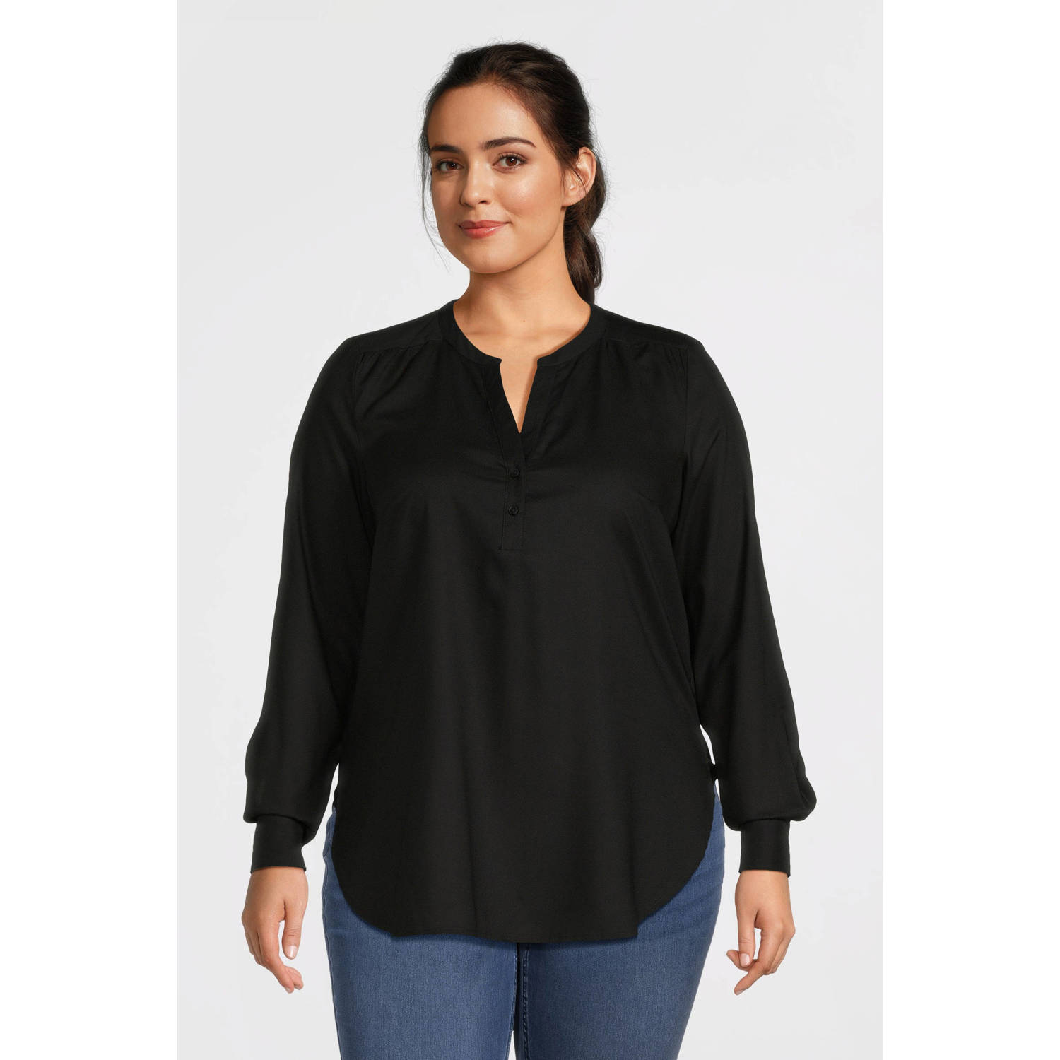 GREAT LOOKS blouse met V-hals zwart