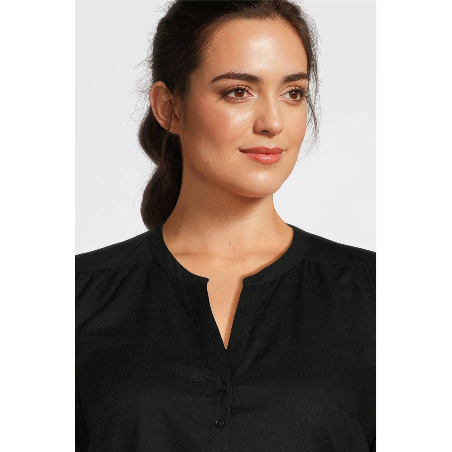 GREAT LOOKS blouse met V-hals zwart