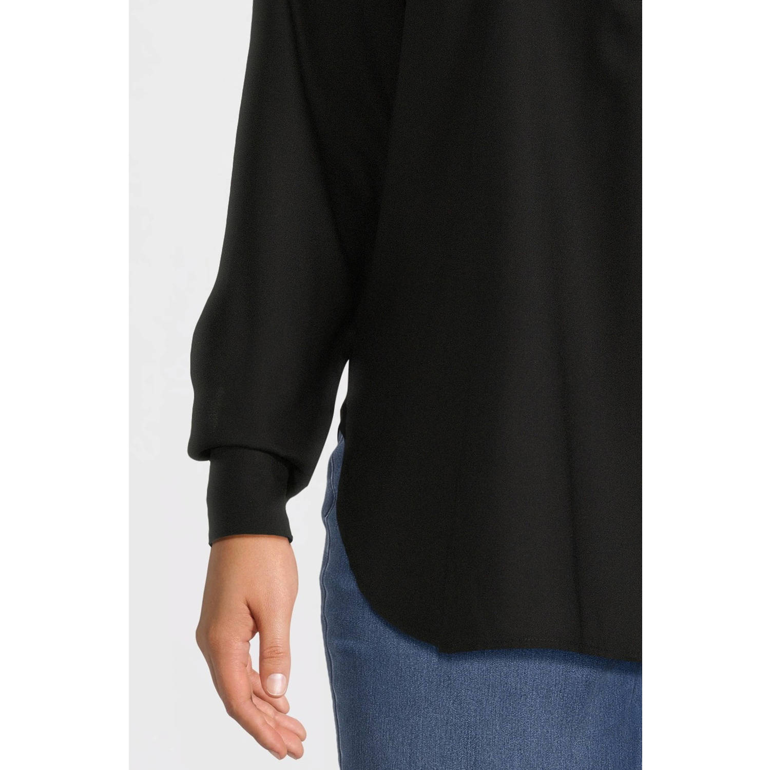GREAT LOOKS blouse met V-hals zwart