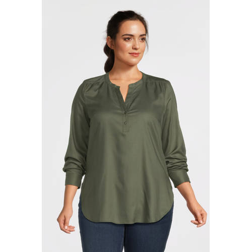 GREAT LOOKS blouse met V-hals khaki afbeelding