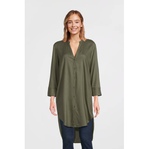Imagine lange blouse met V-hals khaki afbeelding