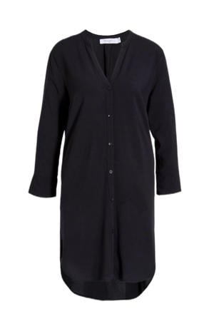 lange blouse met V-hals zwart