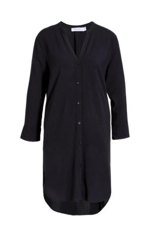 lange blouse met V-hals zwart