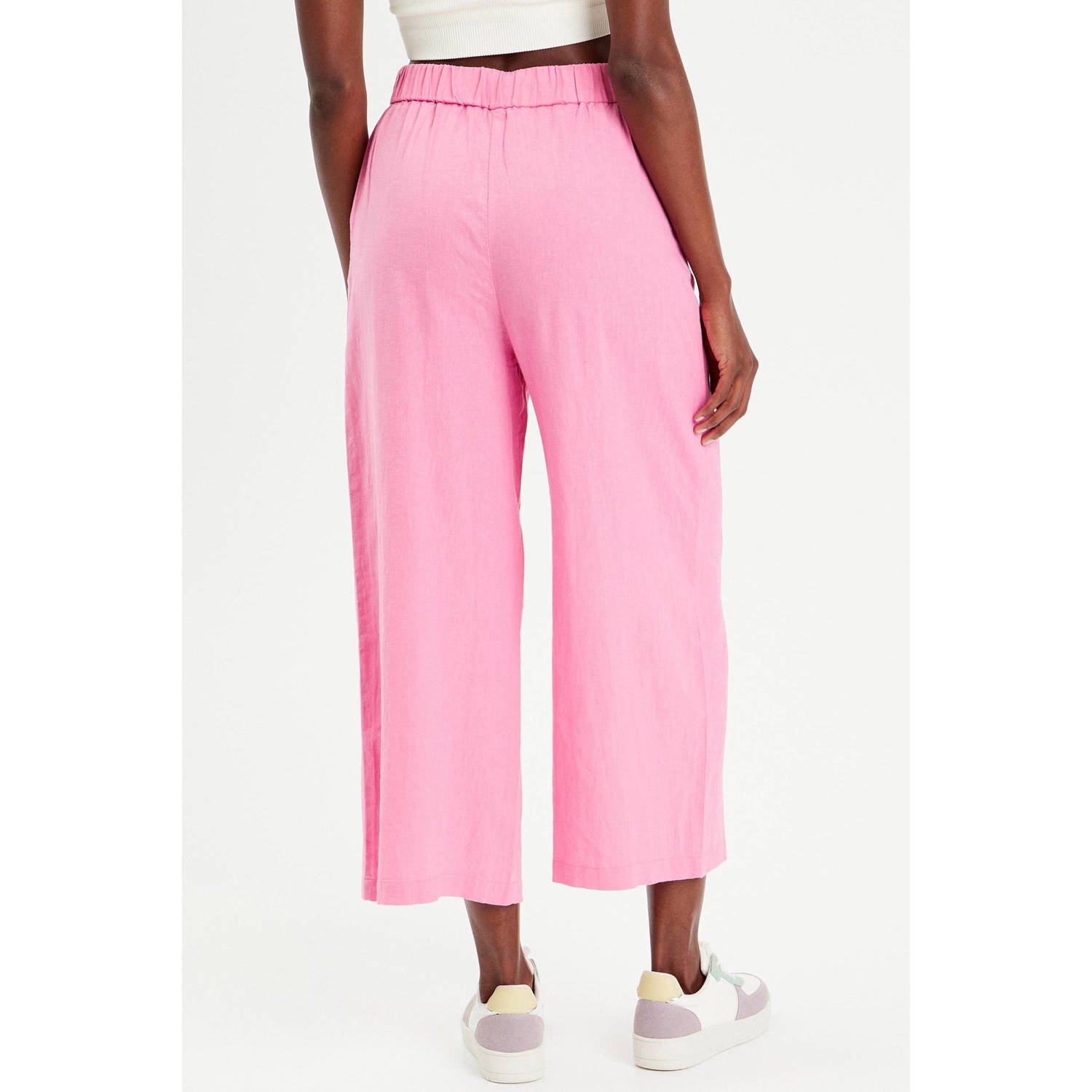Cache cropped wide leg pantalon roze