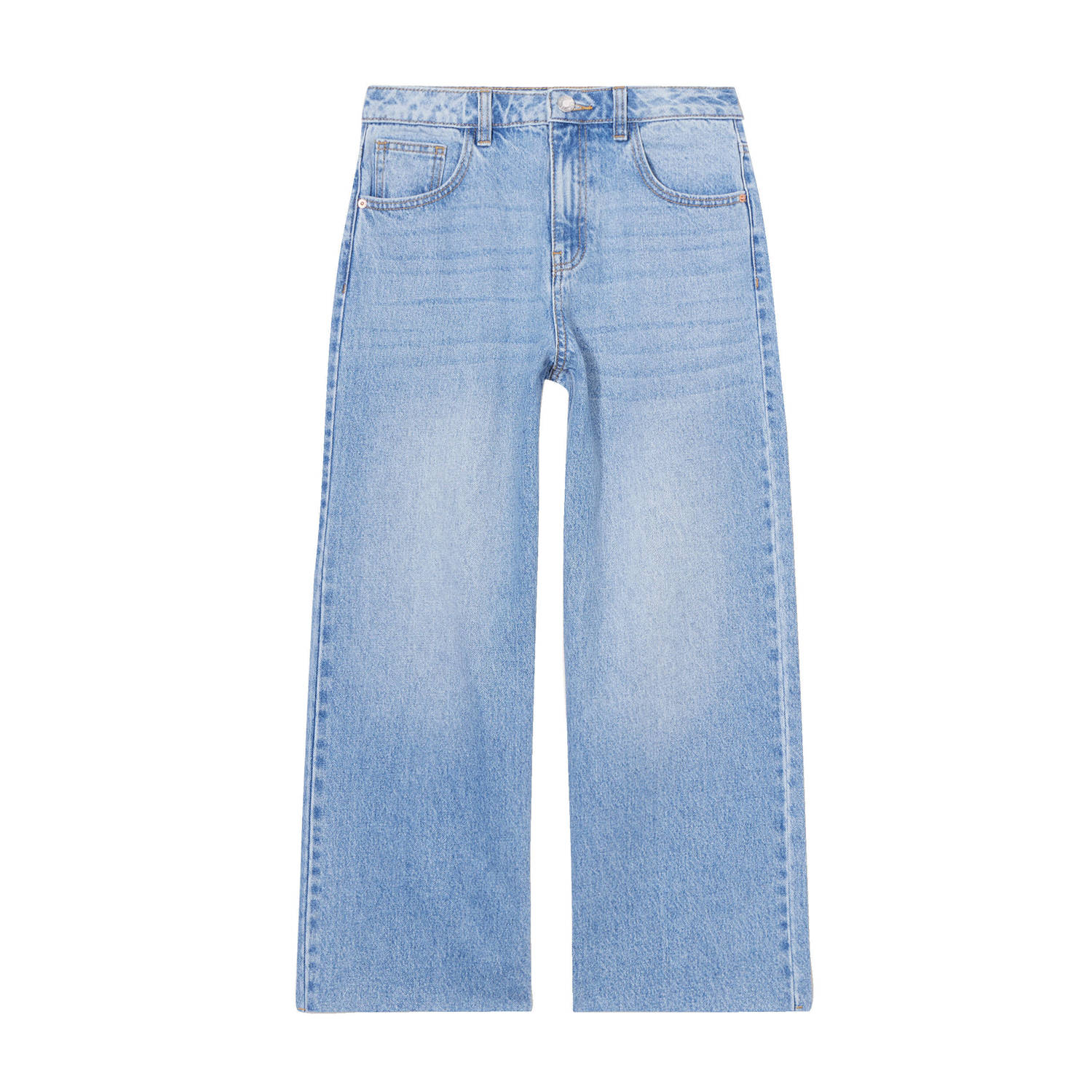 Cache cropped wide leg jeans medium blue denim