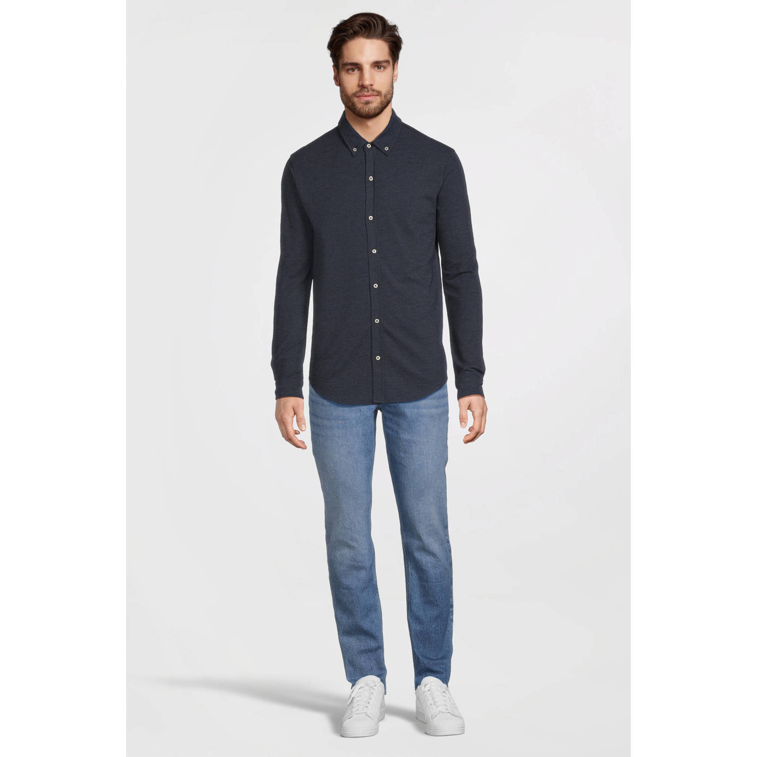 anytime slim fit jeans gewassen blauw
