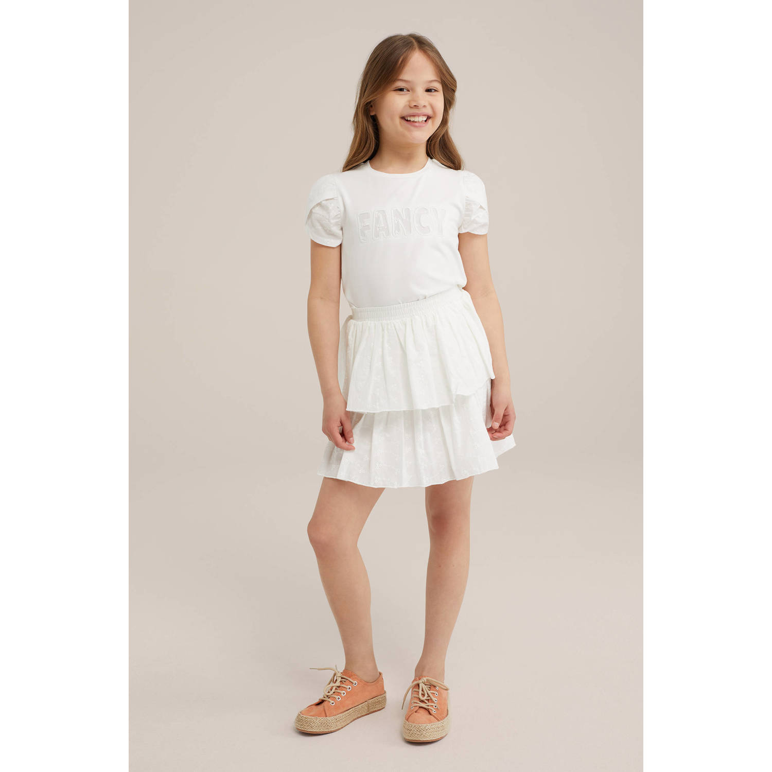 WE Fashion T-shirt met tekst wit