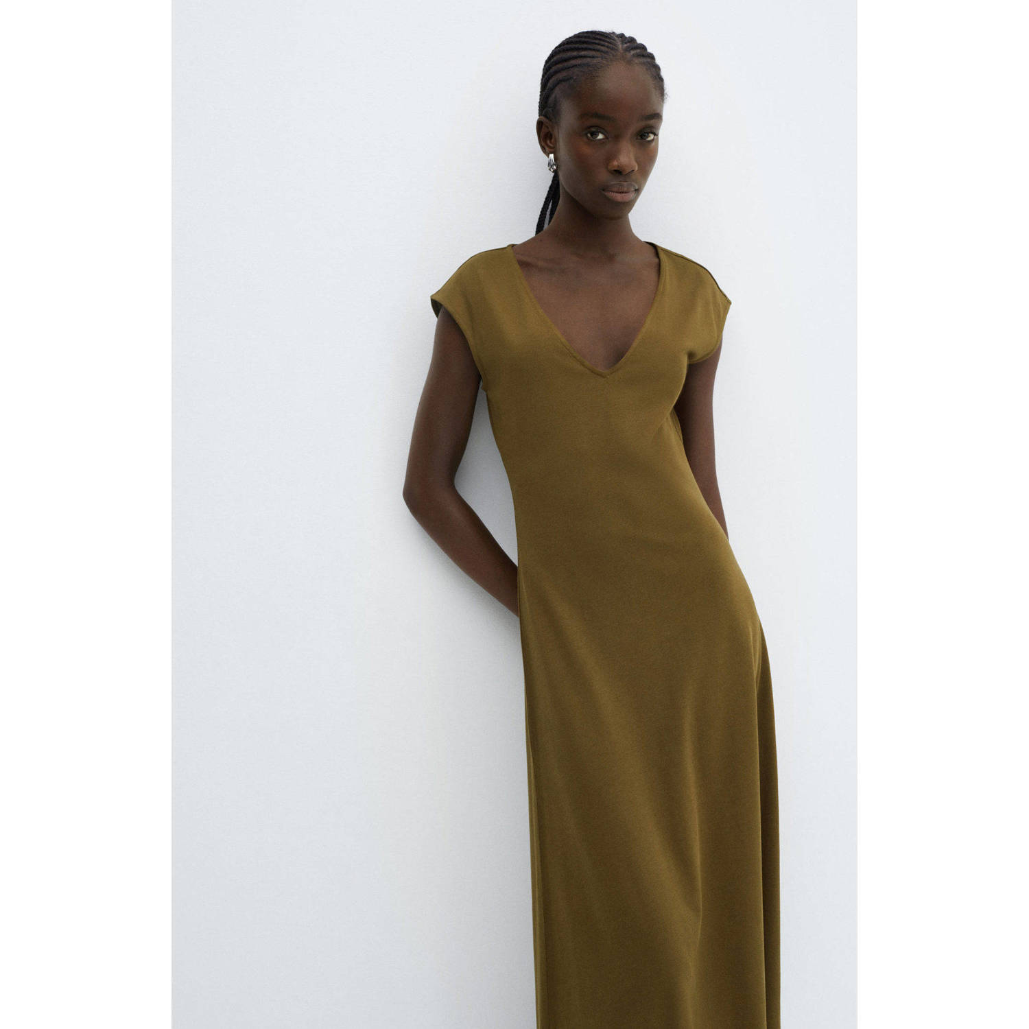 Mango A-lijn jurk olijfgroen