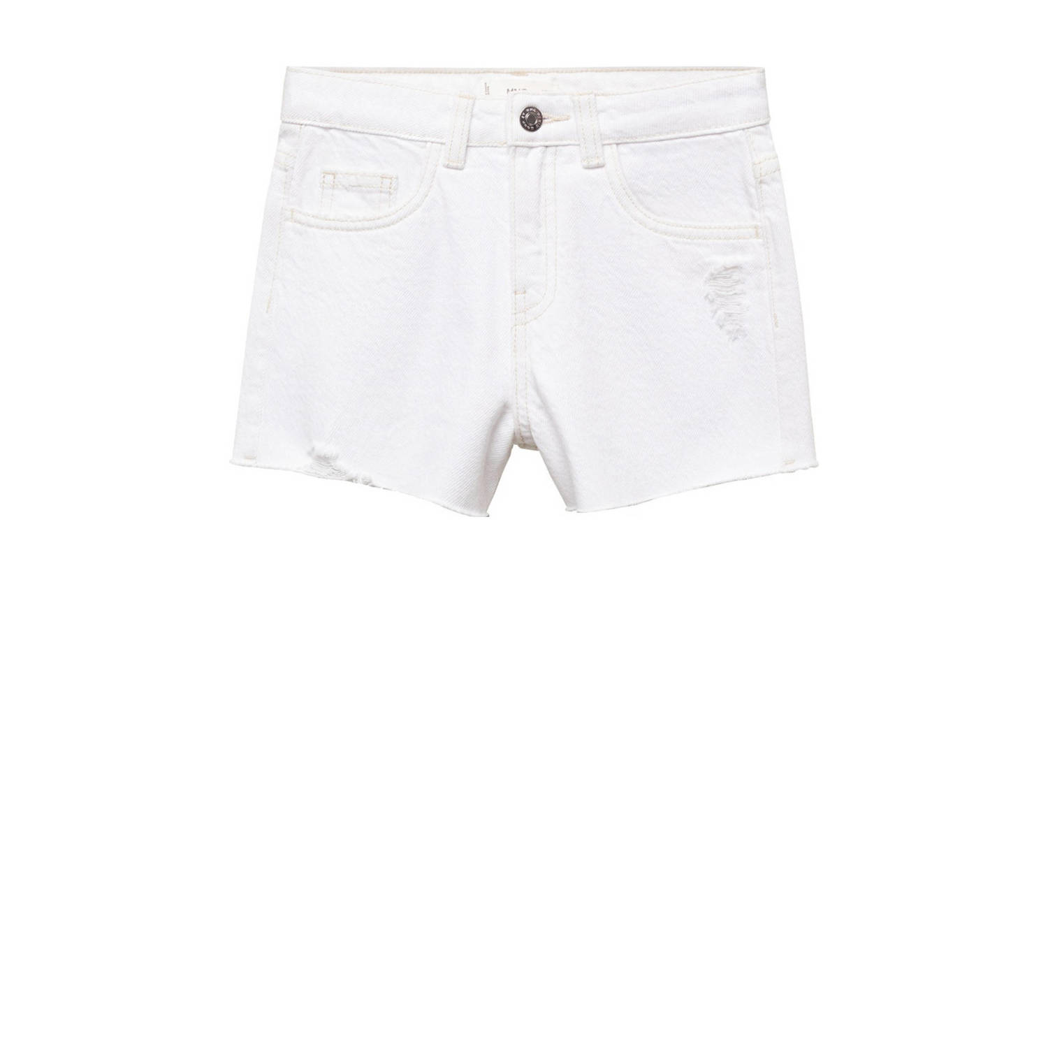 Mango Kids denim short Korte broek Wit Effen 122