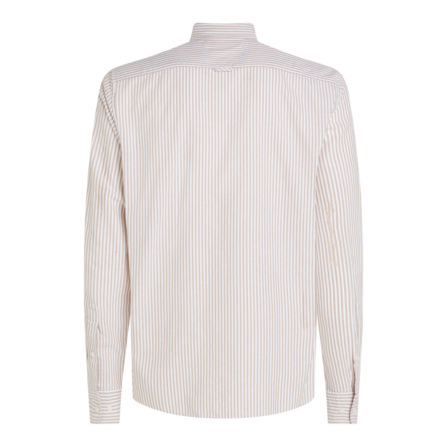 Tommy Hilfiger gestreept regular fit overhemd HERITAGE OXFORD STRIPE classic kaki white