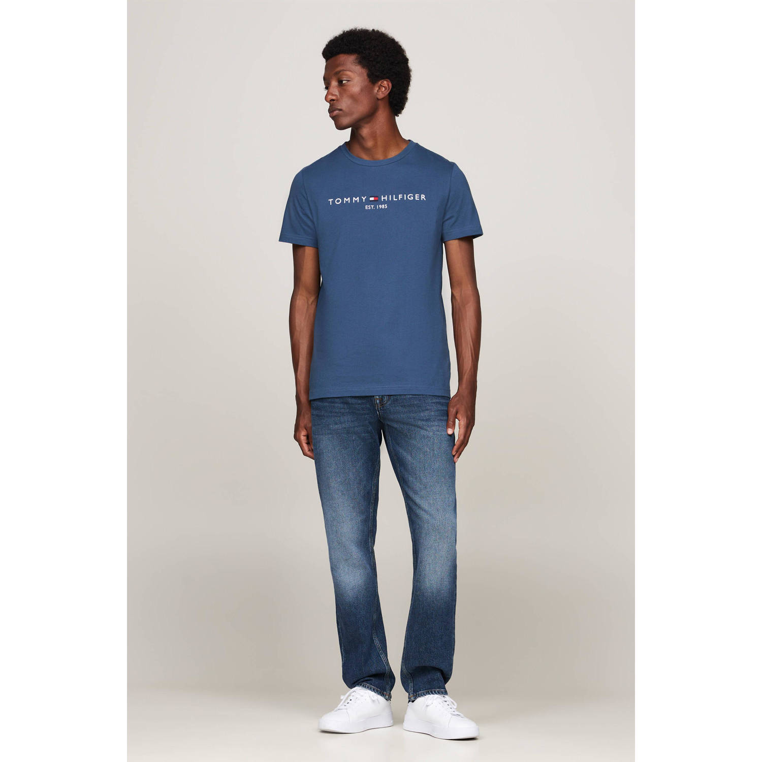 Tommy Hilfiger slim fit T-shirt met logo aegean sea