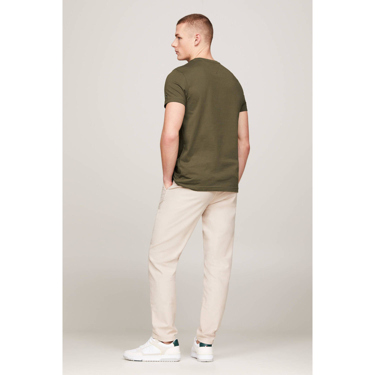Tommy Hilfiger slim fit T-shirt met logo army green