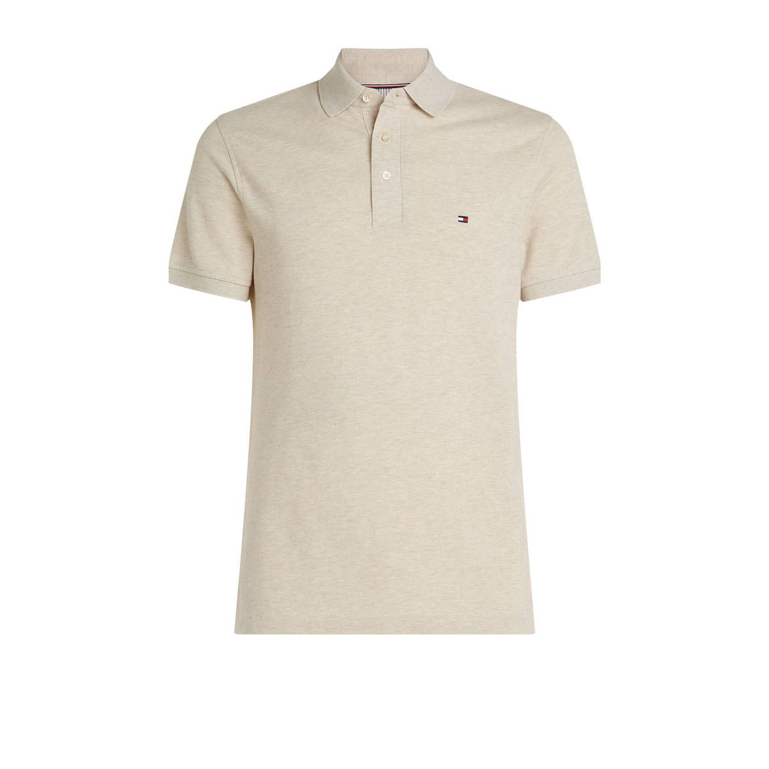 Tommy Hilfiger slim fit polo 1985 met logo heathered oatmilk