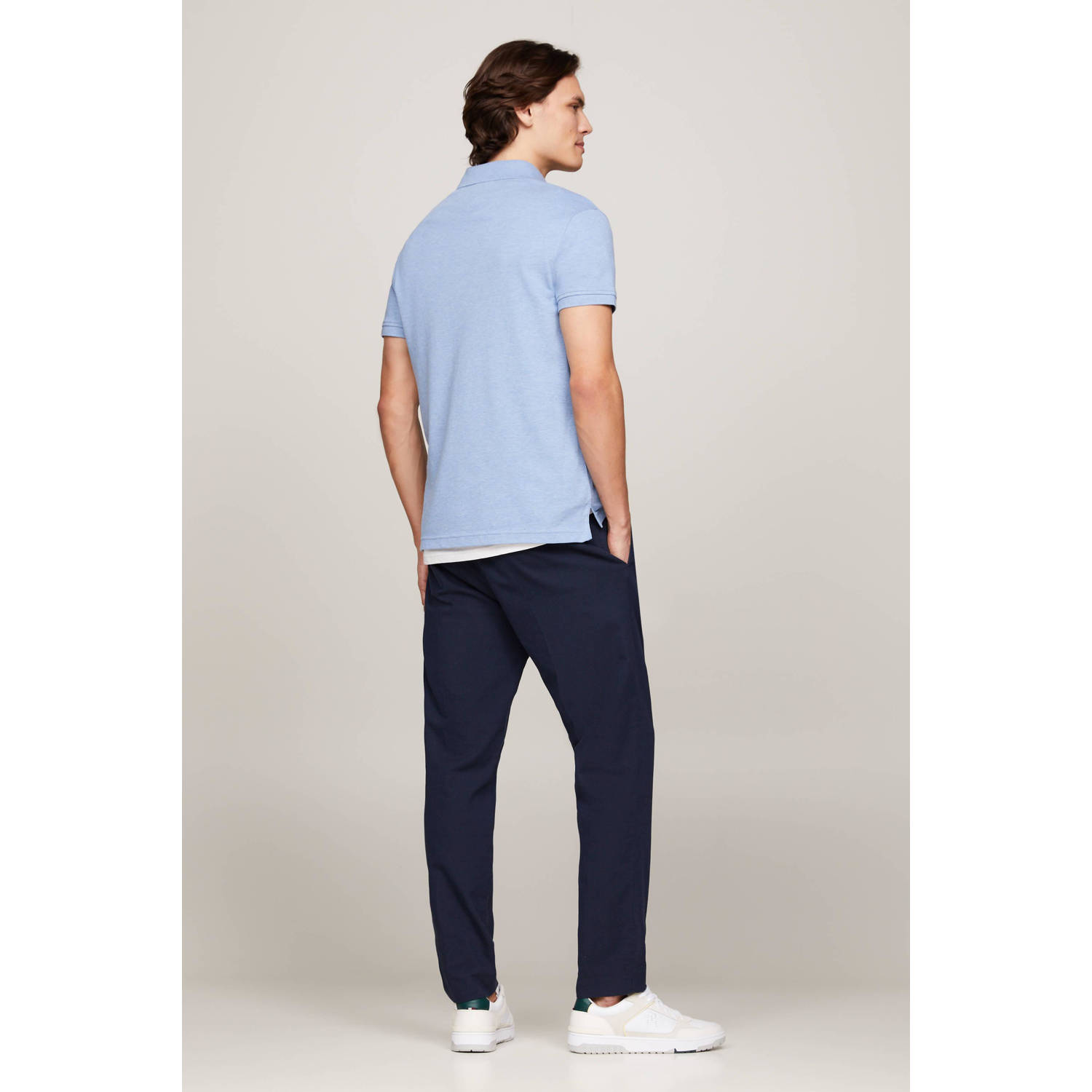 Tommy Hilfiger slim fit polo 1985 met logo light blue heather