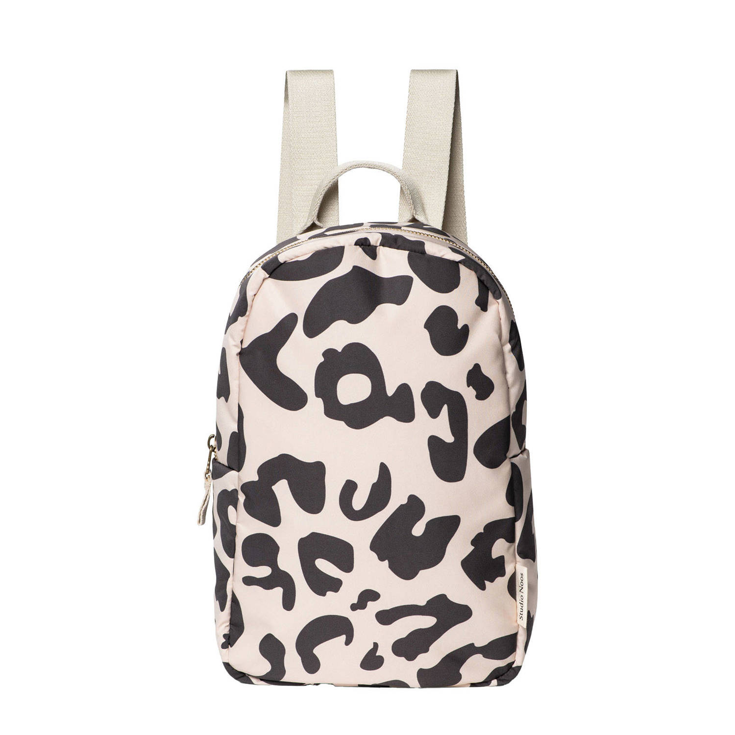 Studio Noos rugzak Holy Cow Puffy Mini Backpack ecru zwart Jongens Meisjes Polyester