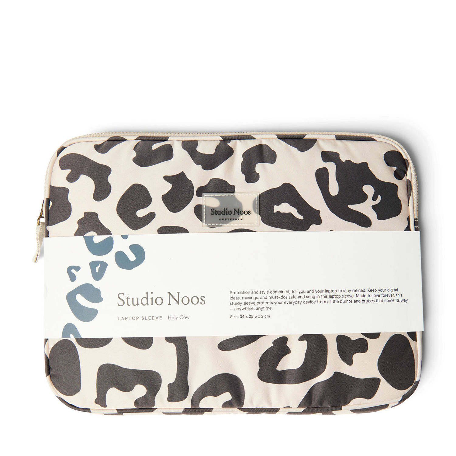 Studio Noos 13 inch laptopsleeve Holy Cow Puffy ecru zwart