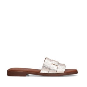 leren slippers goud