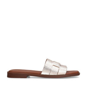 leren slippers goud