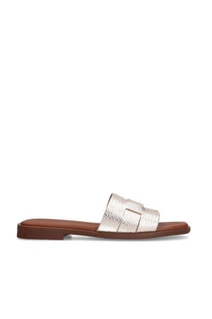 leren slippers goud