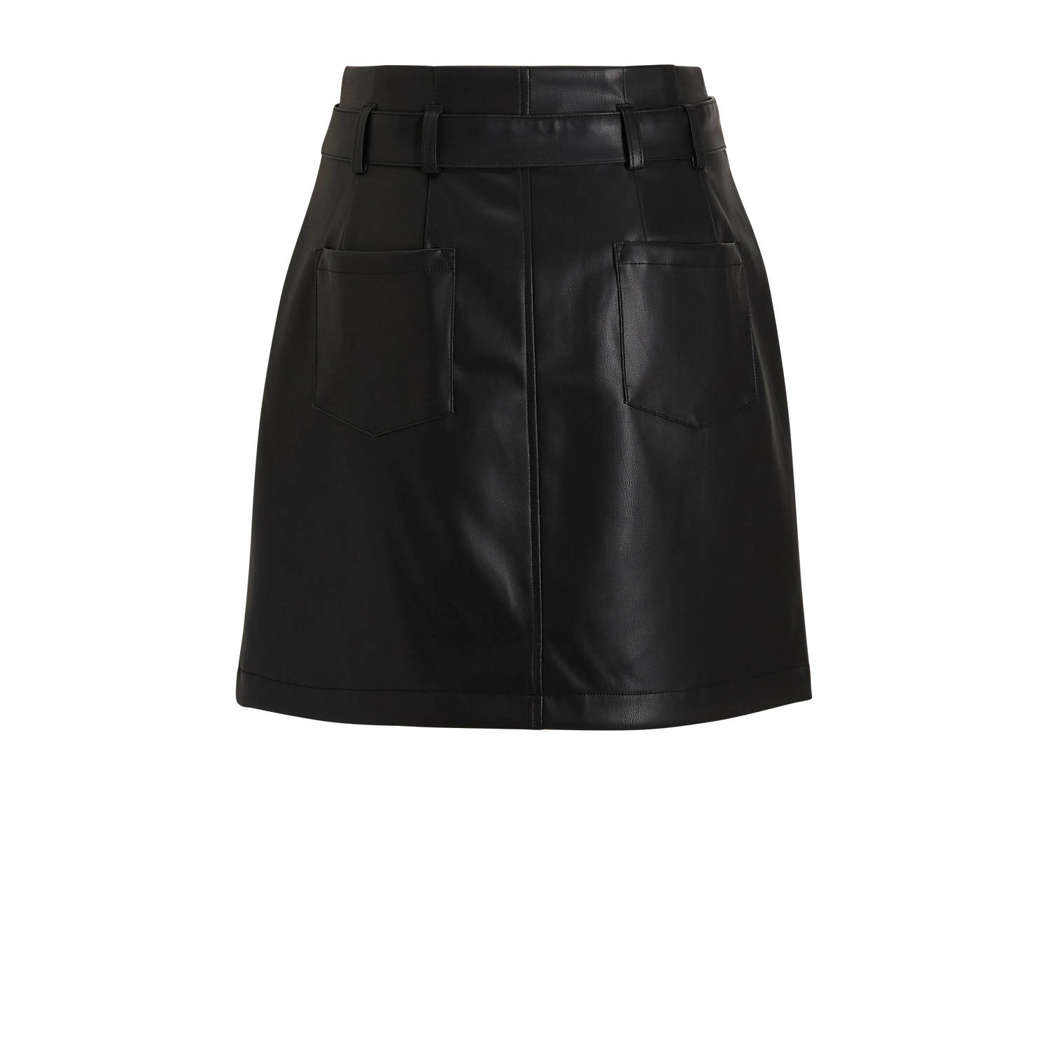 Ruby imitatieleren rok met riem zwart