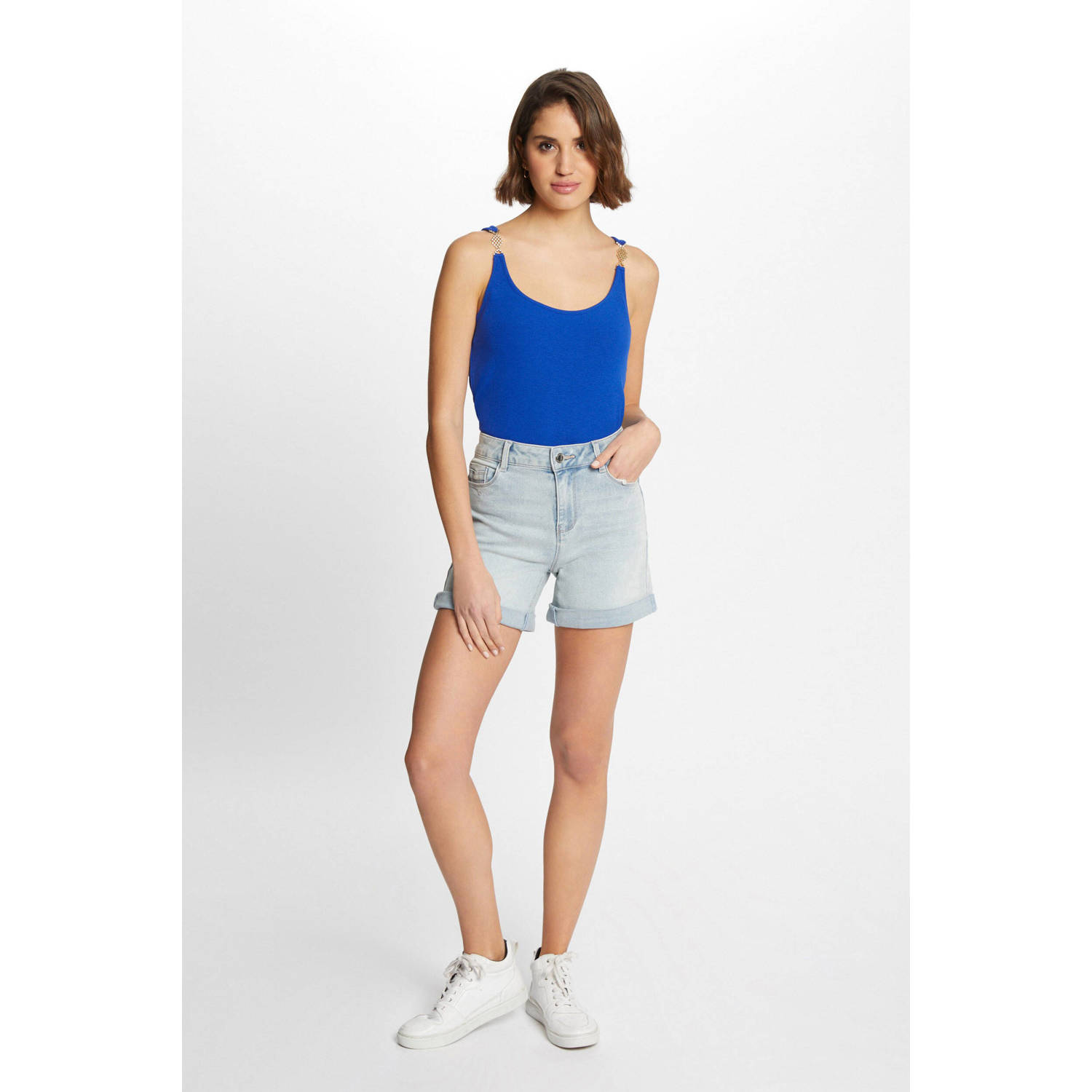 Morgan top met strass steentjes blauw