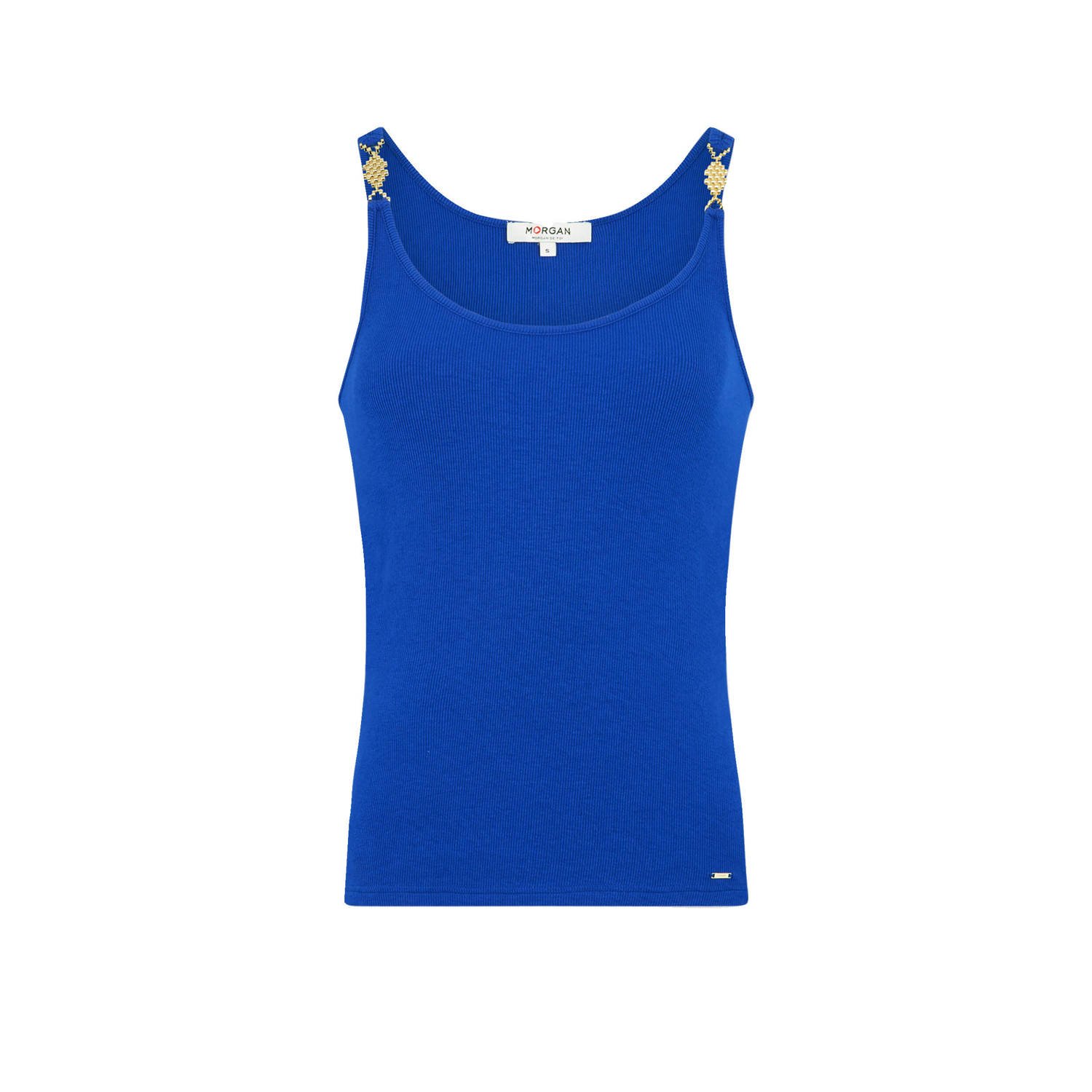 Morgan top met strass steentjes blauw