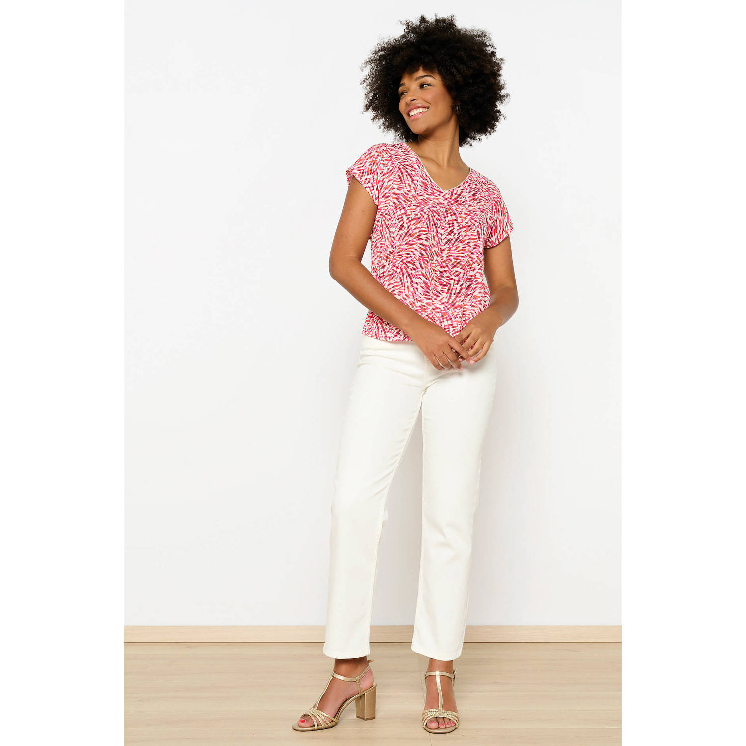 LOLALIZA T-shirt met all over print rood roze