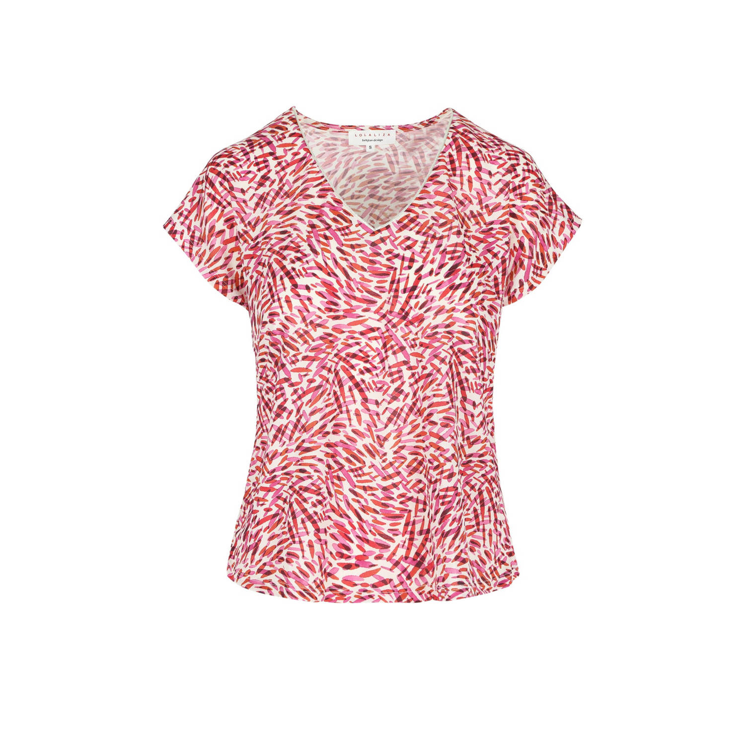 LOLALIZA T-shirt met all over print rood roze