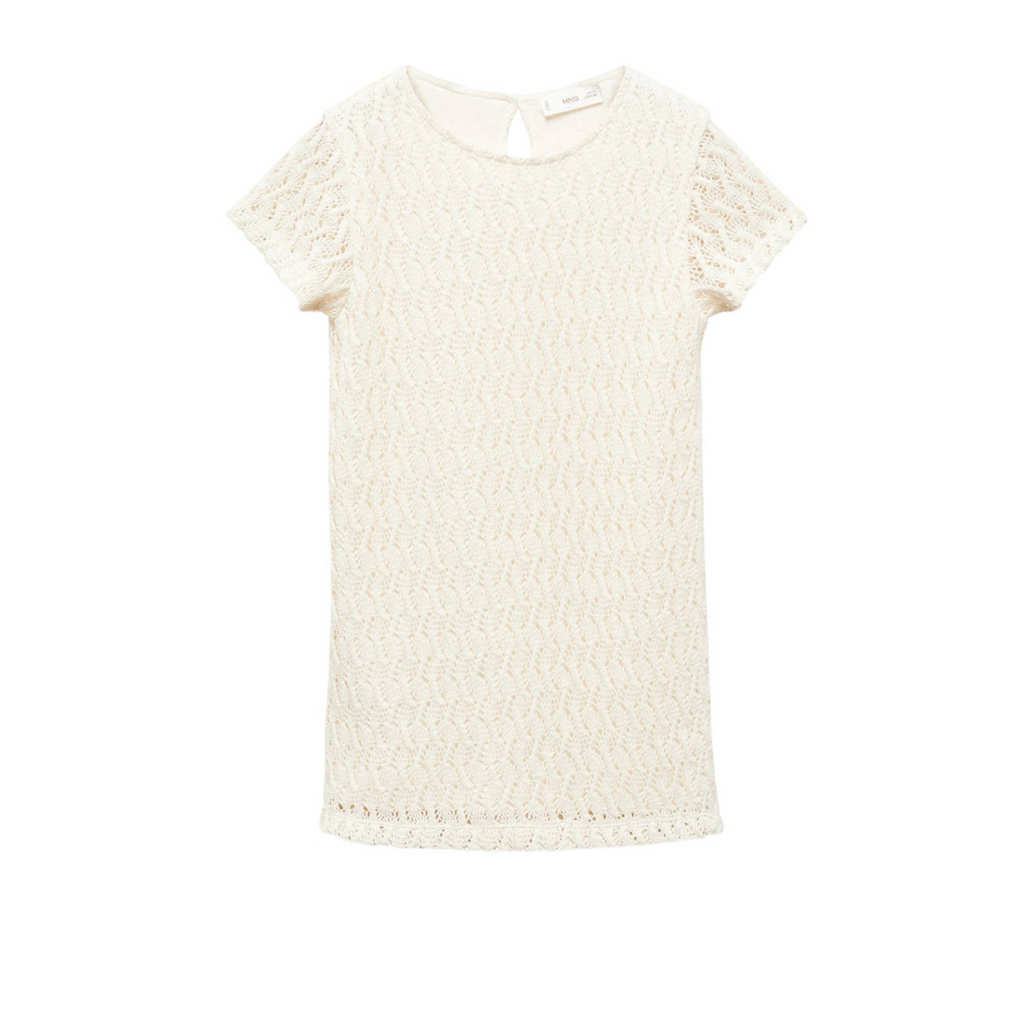 Mango Kids T-shirtjurk beige Meisjes Katoen Ronde hals Effen 128