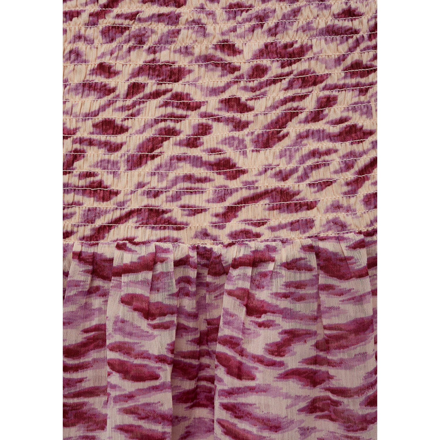 Mango Kids jurk met all over print en ruches roze lichtbeige