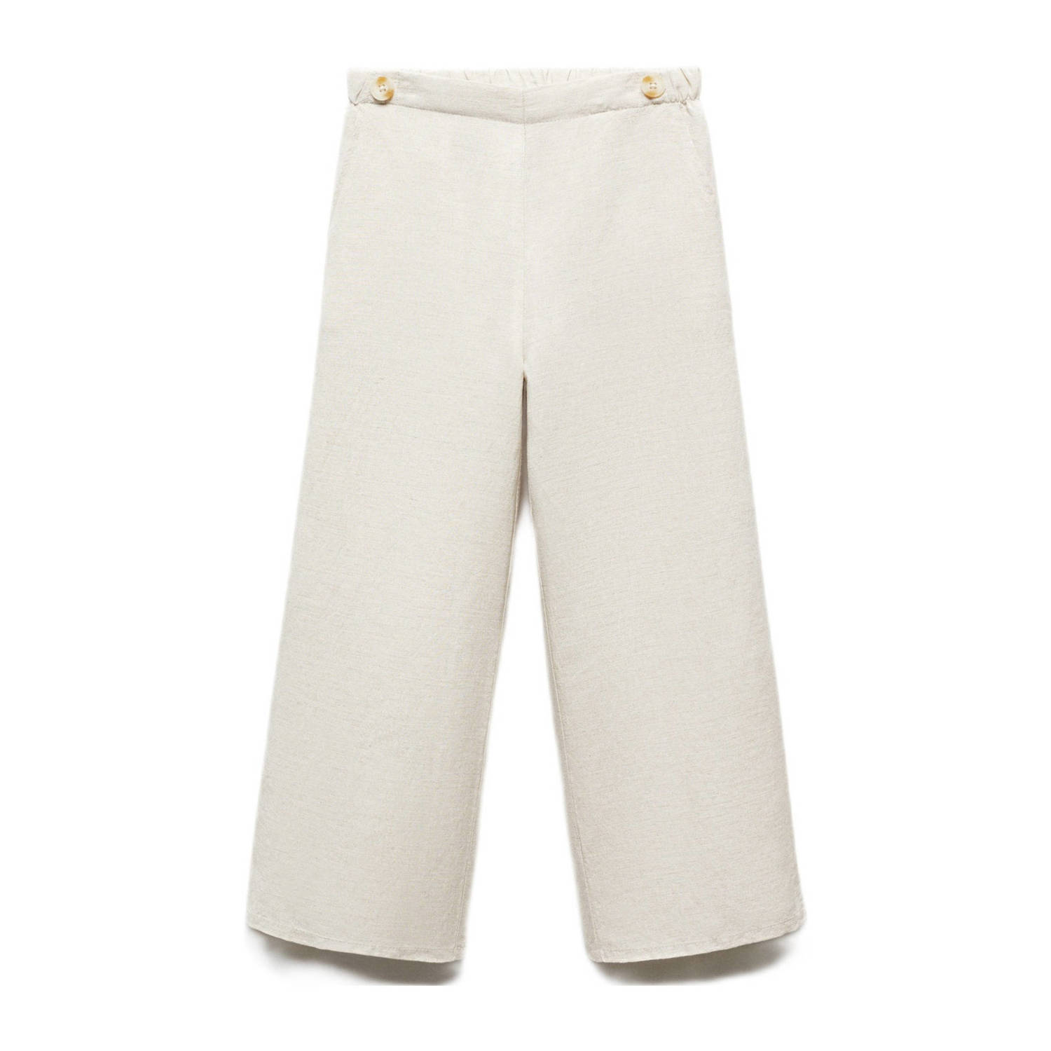 Mango Kids wide leg broek met linnen ecru Meisjes Viscose Effen 152