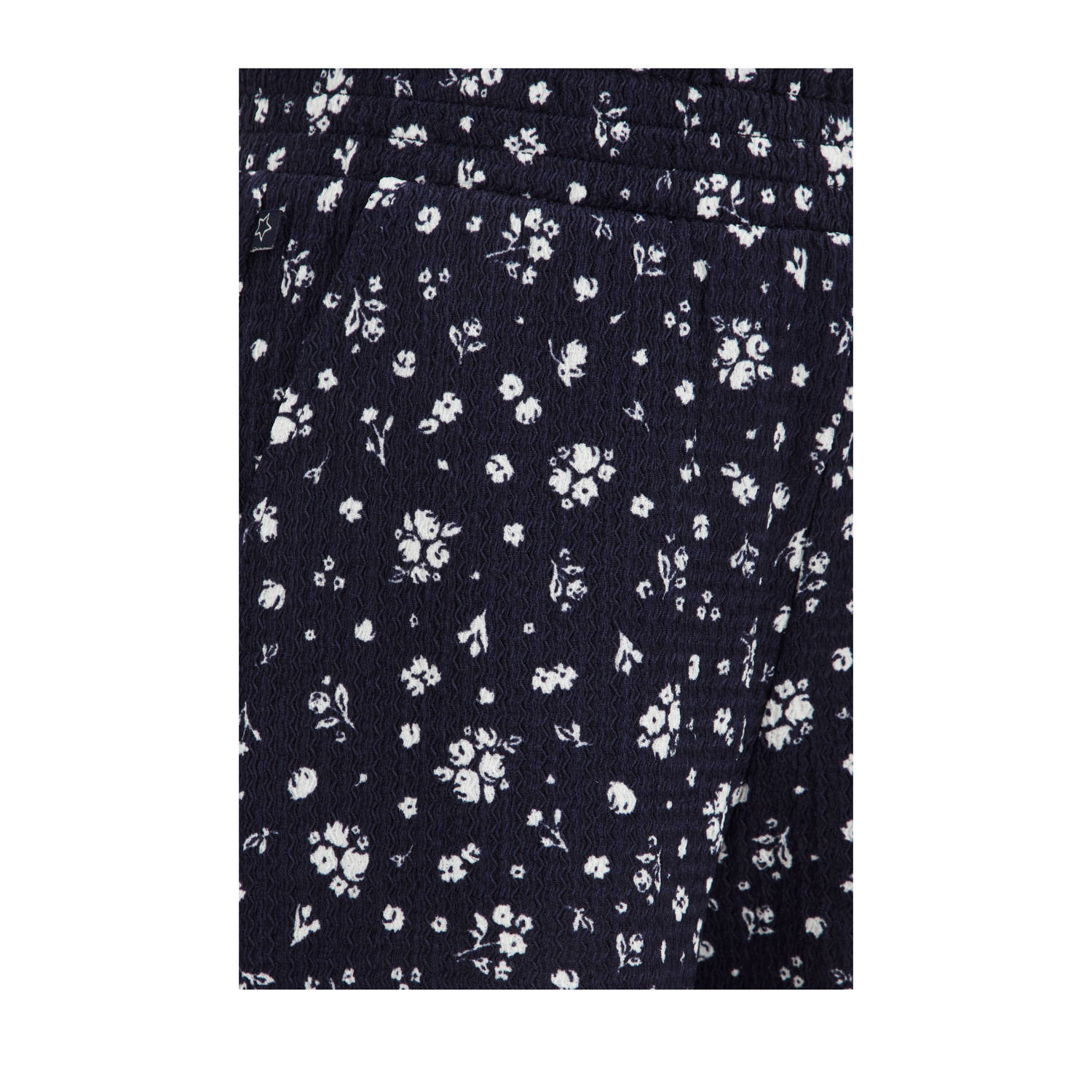 WE Fashion straight fit casual short met all over print donkerblauw
