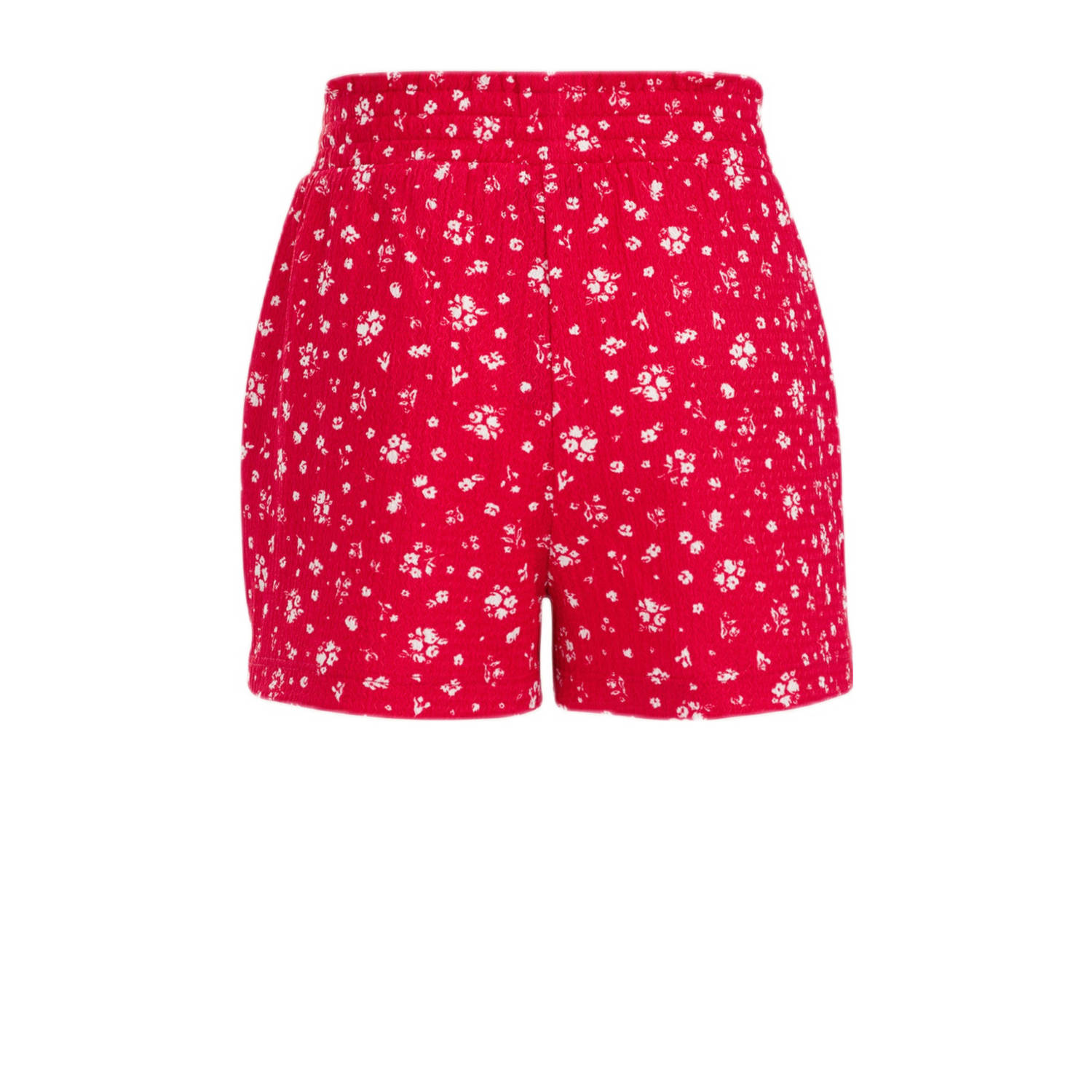 WE Fashion straight fit casual short met all over print rood