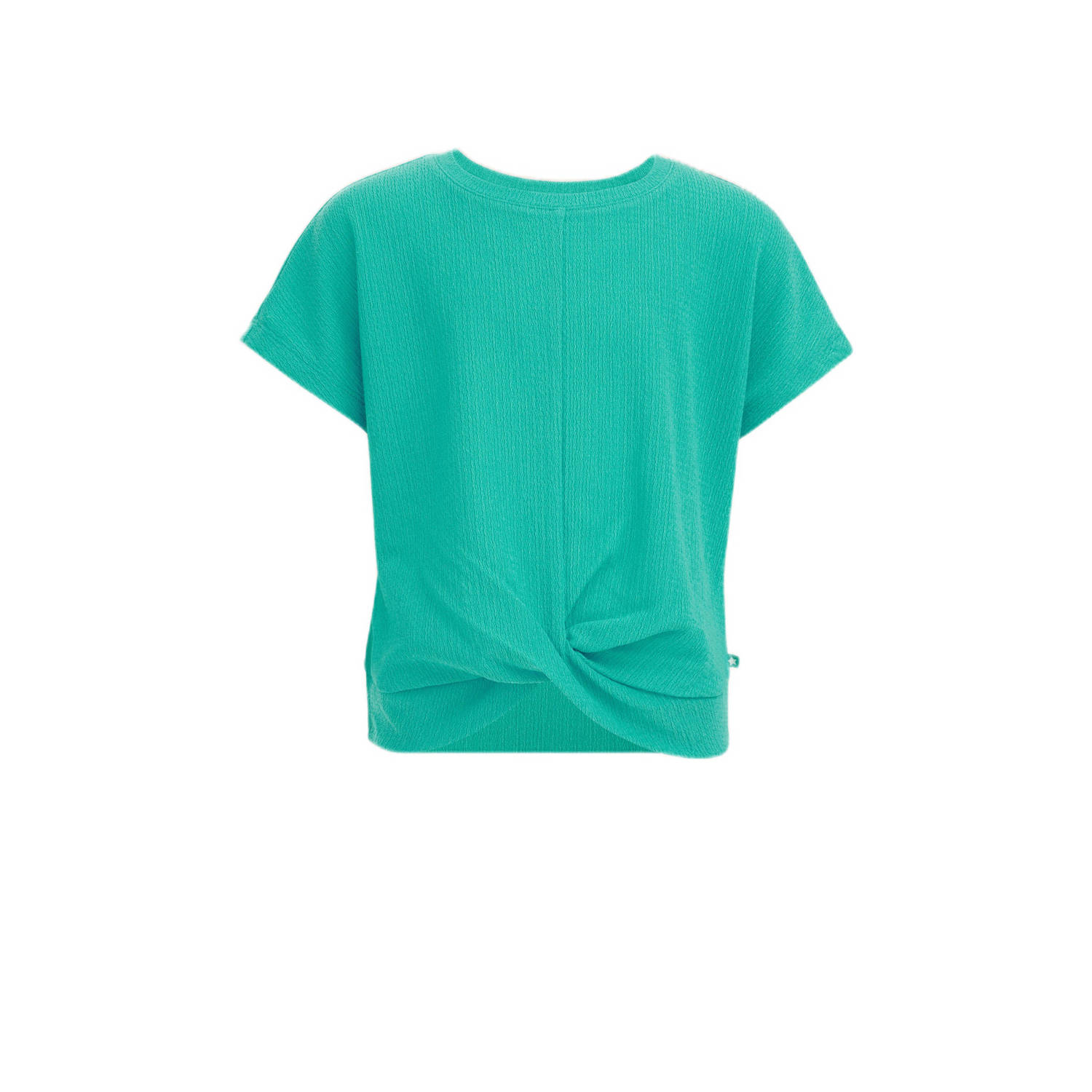 WE Fashion T-shirt groen Meisjes Gerecycled polyester Ronde hals Effen 134 140