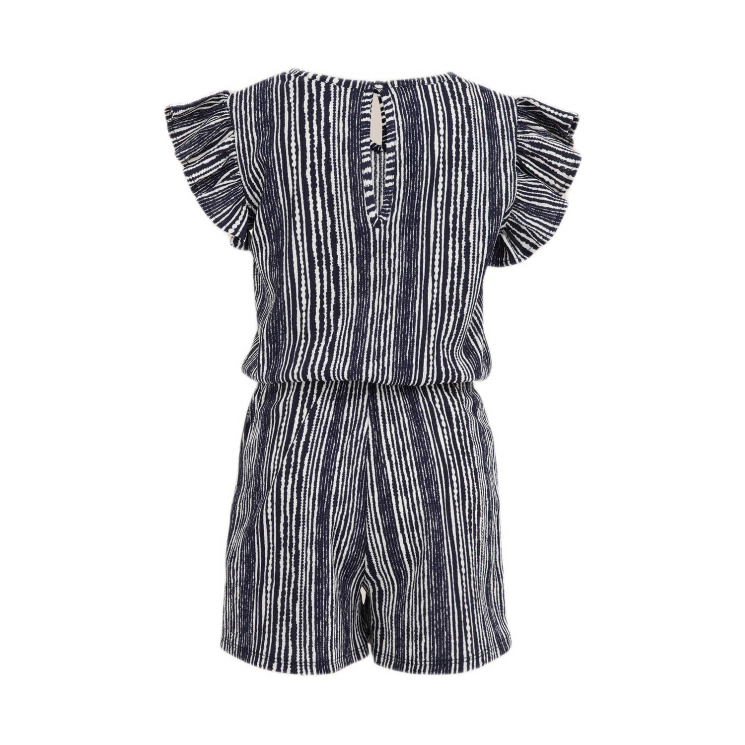 WE Fashion playsuit met all over print donkerblauw wit