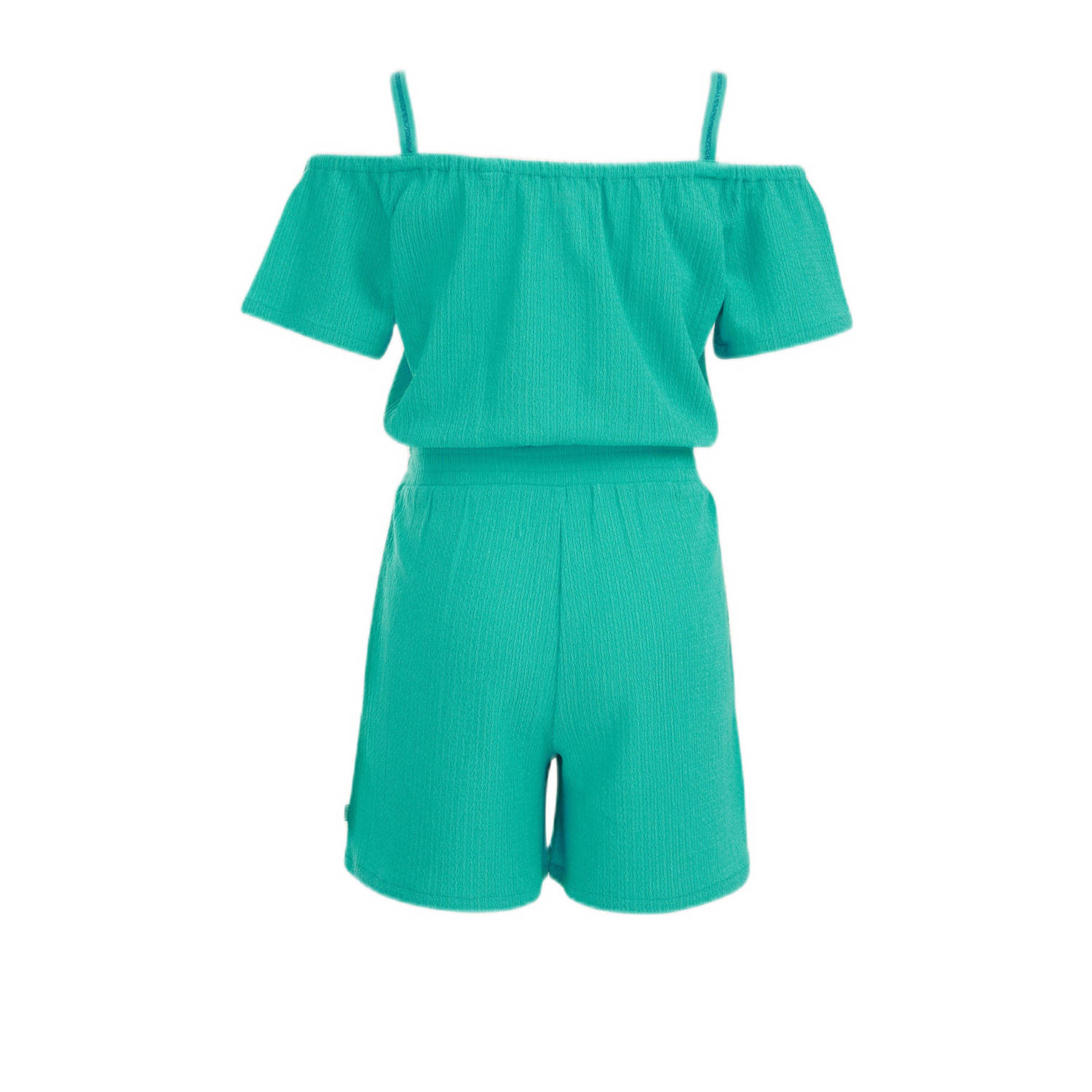 WE Fashion off shoulder jumpsuit petrol groen