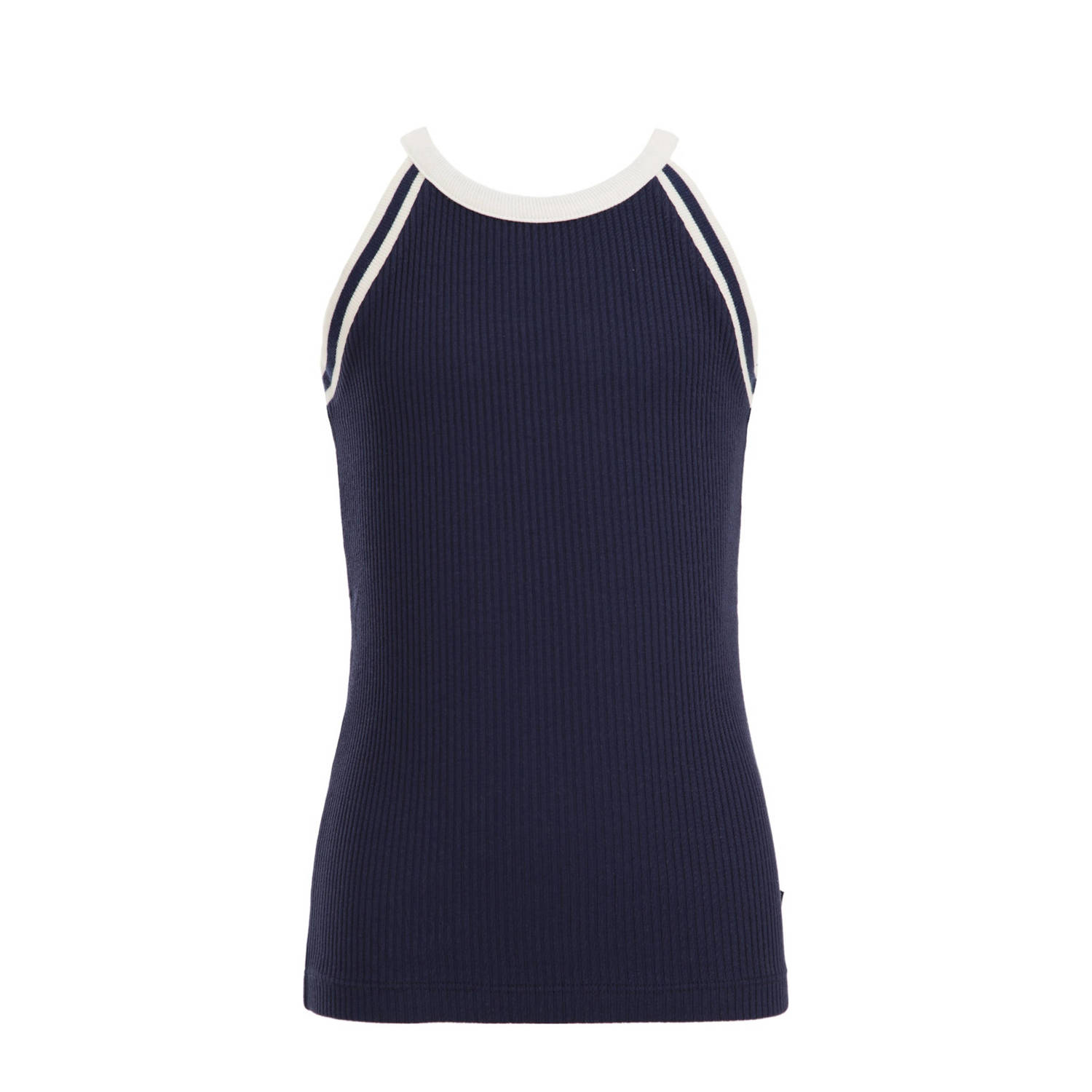 WE Fashion singlet donkerblauw wit