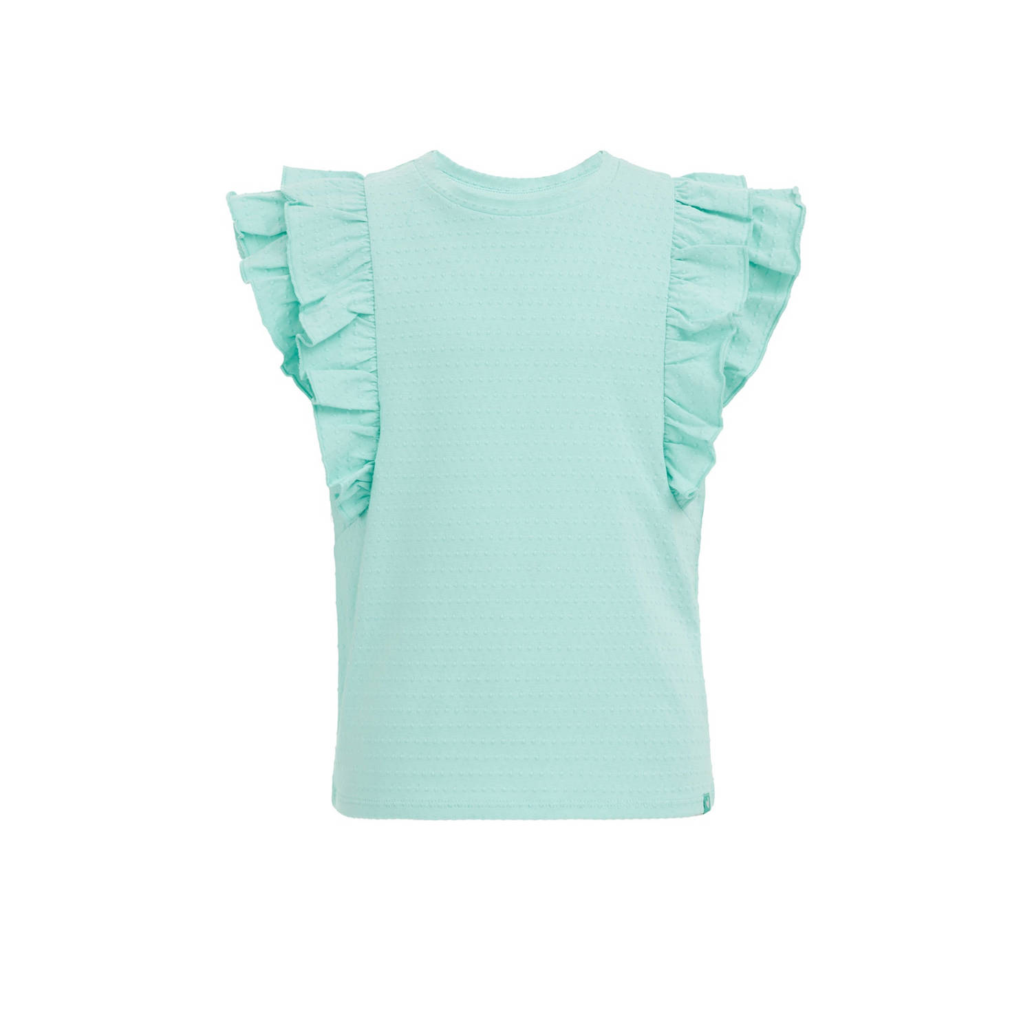 WE Fashion T-shirt aquablauw Meisjes Stretchkatoen Ronde hals Effen 122 128