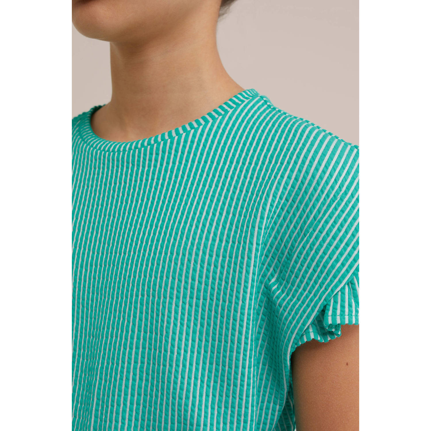 WE Fashion gestreepte jurk zeegroen
