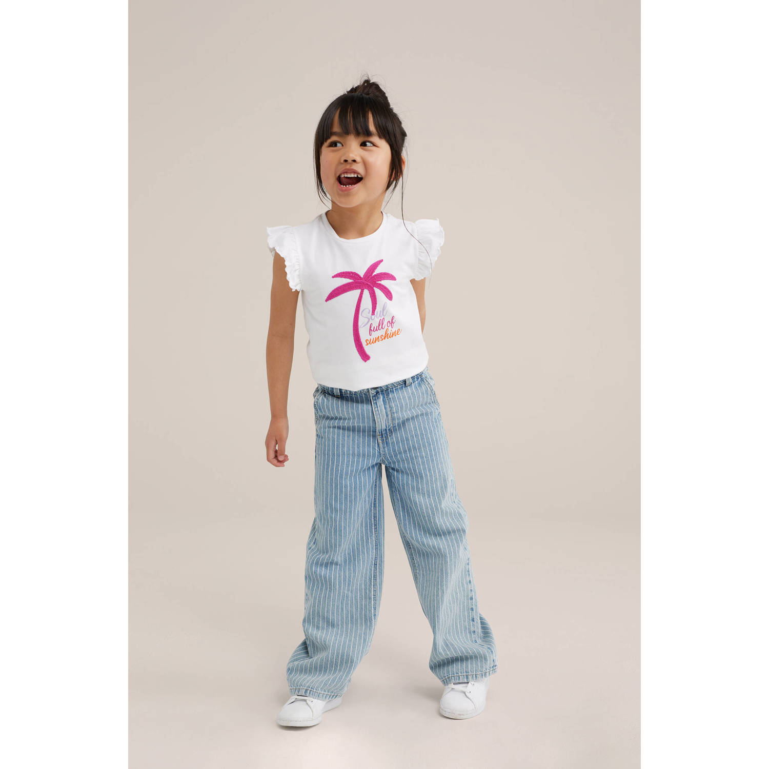WE Fashion T-shirt met printopdruk wit multicolor