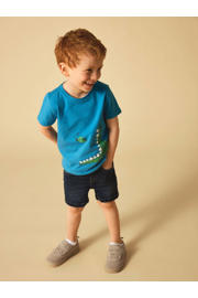 thumbnail: Dark blue denim jongens NAME IT MINI slim fit short dark blue van stretchdenim met effen