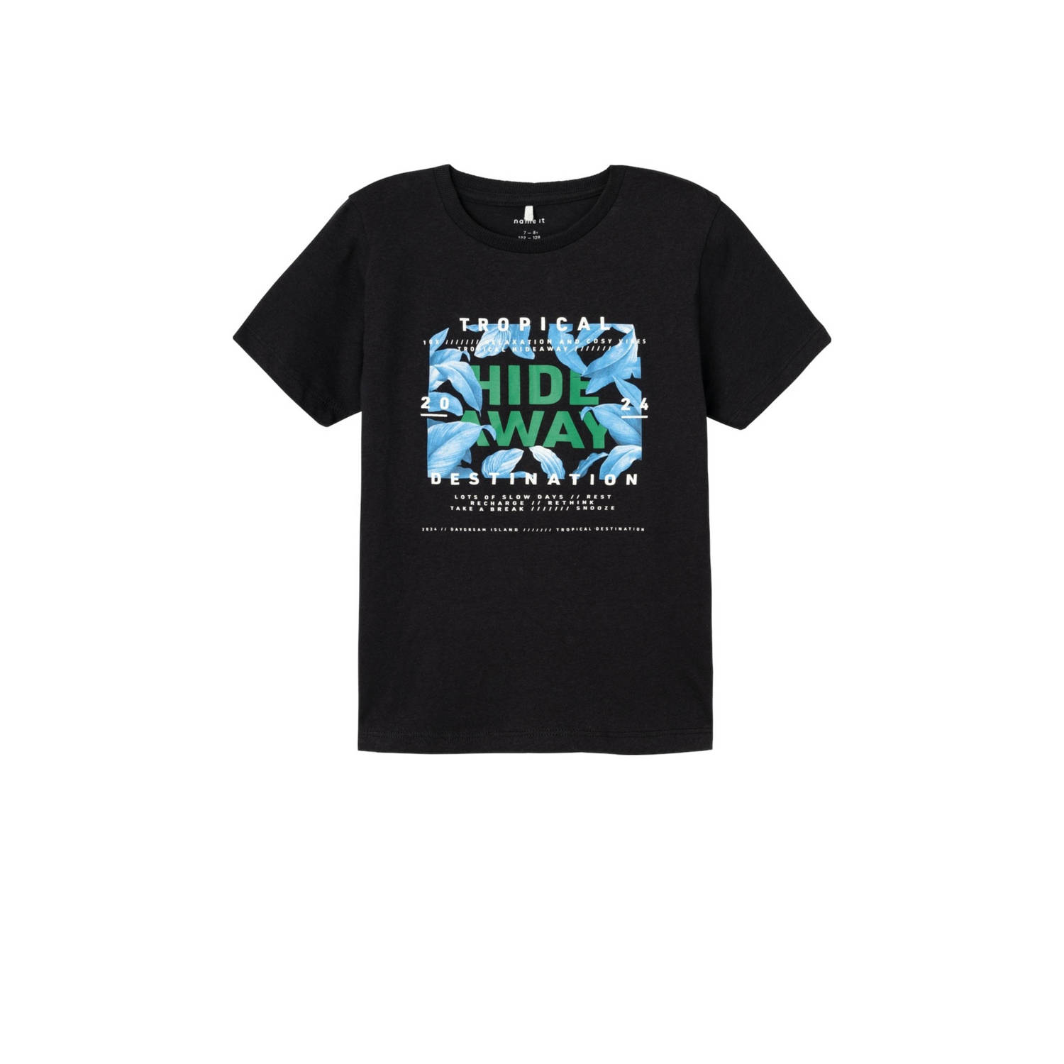 Name it KIDS T-shirt NKMHERRA met printopdruk zwart Jongens Katoen Ronde hals 146 152