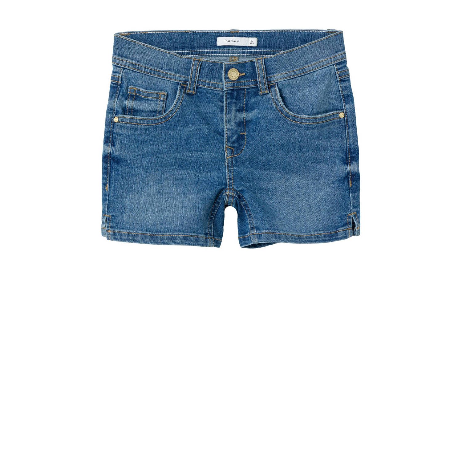 Name it KIDS slim fit denim short NKFSALLI medium blue denim Korte broek Blauw Meisjes Stretchdenim 128