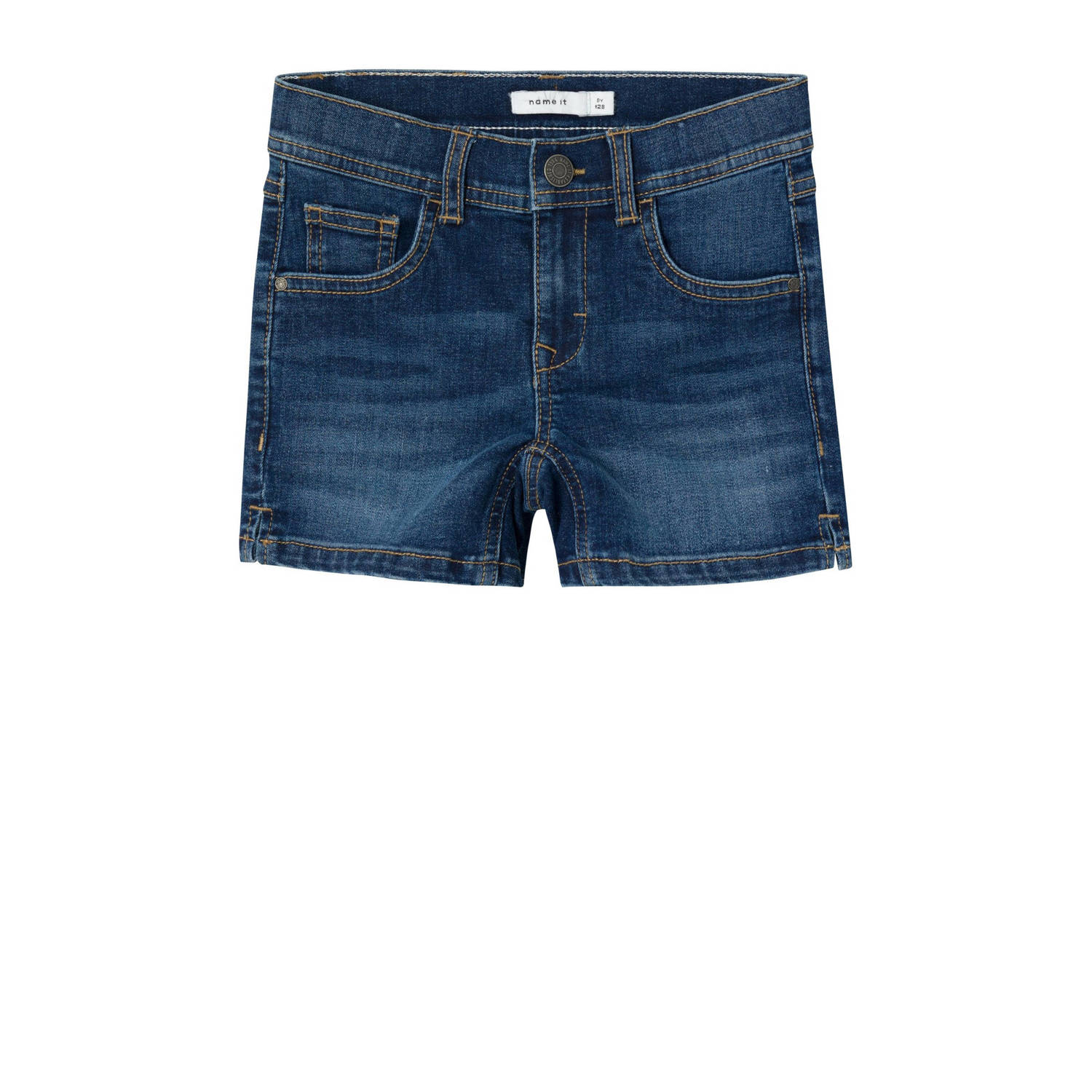 Name it KIDS slim fit denim short NKFSALLI dark blue denim Korte broek Blauw Meisjes Stretchdenim 128