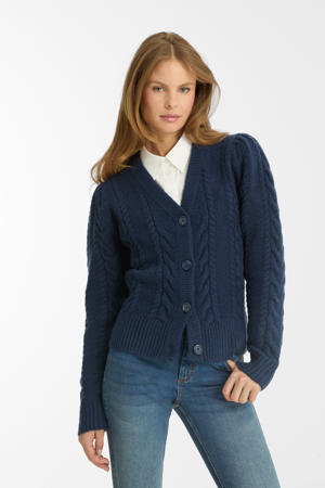 gebreide kabel vest marineblauw