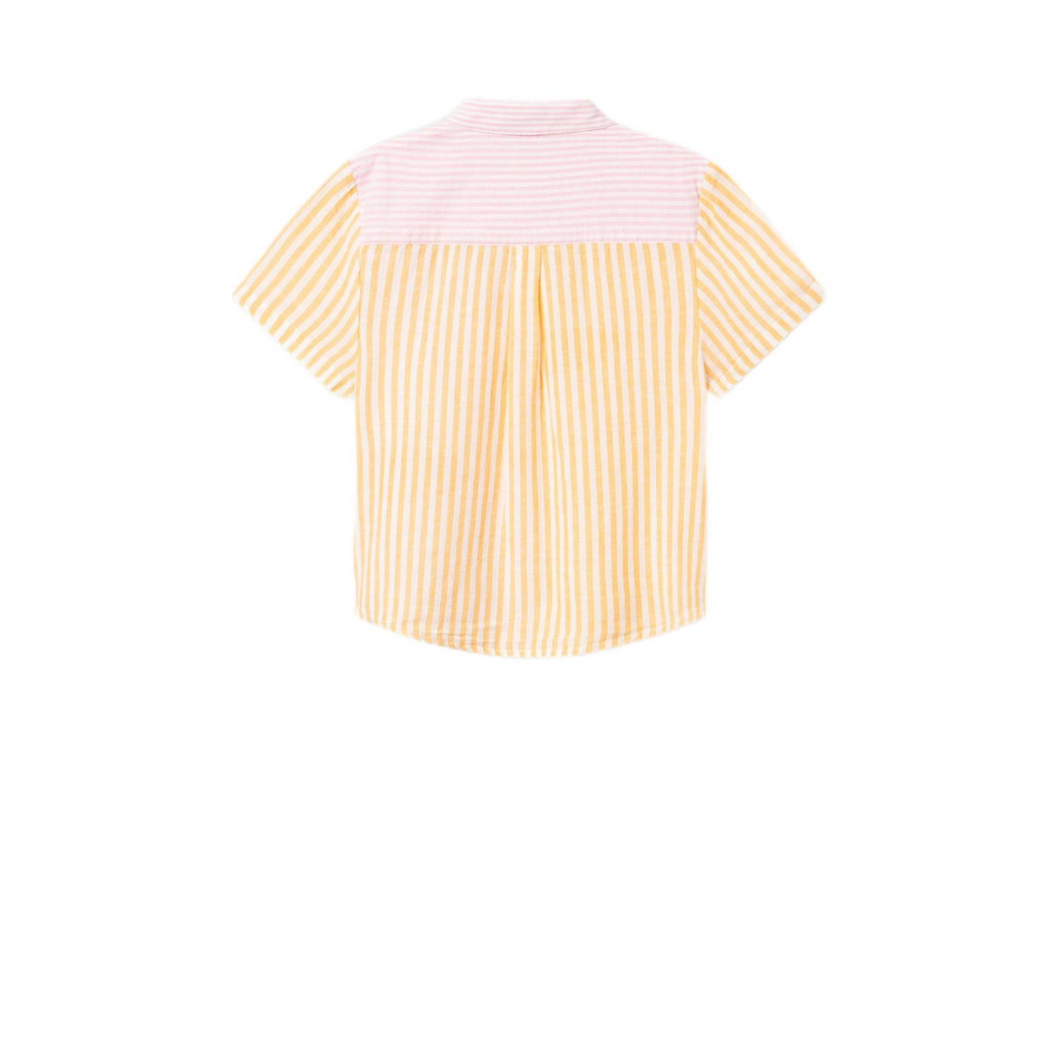 NAME IT KIDS gestreepte blouse NKFHISTRIPE roze geel